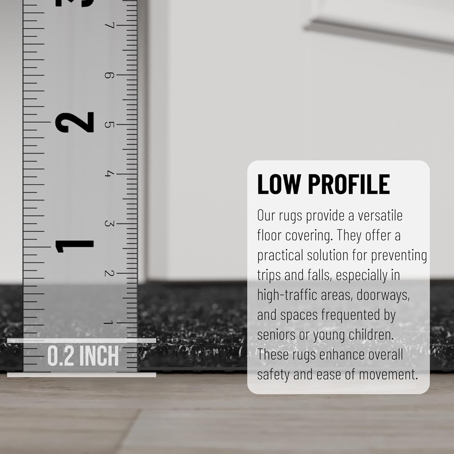 Ottomanson Solid Design Non-Slip Rubberback 2x6 Indoor/Outdoor Runner Rug for Hallway, Kitchen, Living Room, Garage, Patio, 2' x 6', Black - Image 5