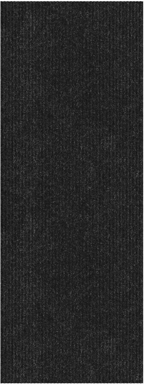 Ottomanson Solid Design Non-Slip Rubberback 2x6 Indoor/Outdoor Runner Rug for Hallway, Kitchen, Living Room, Garage, Patio, 2' x 6', Black - Image 7