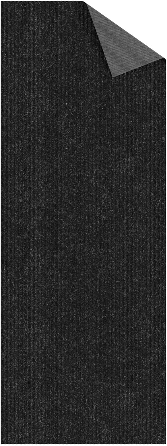 Ottomanson Solid Design Non-Slip Rubberback 2x6 Indoor/Outdoor Runner Rug for Hallway, Kitchen, Living Room, Garage, Patio, 2' x 6', Black - Image 8